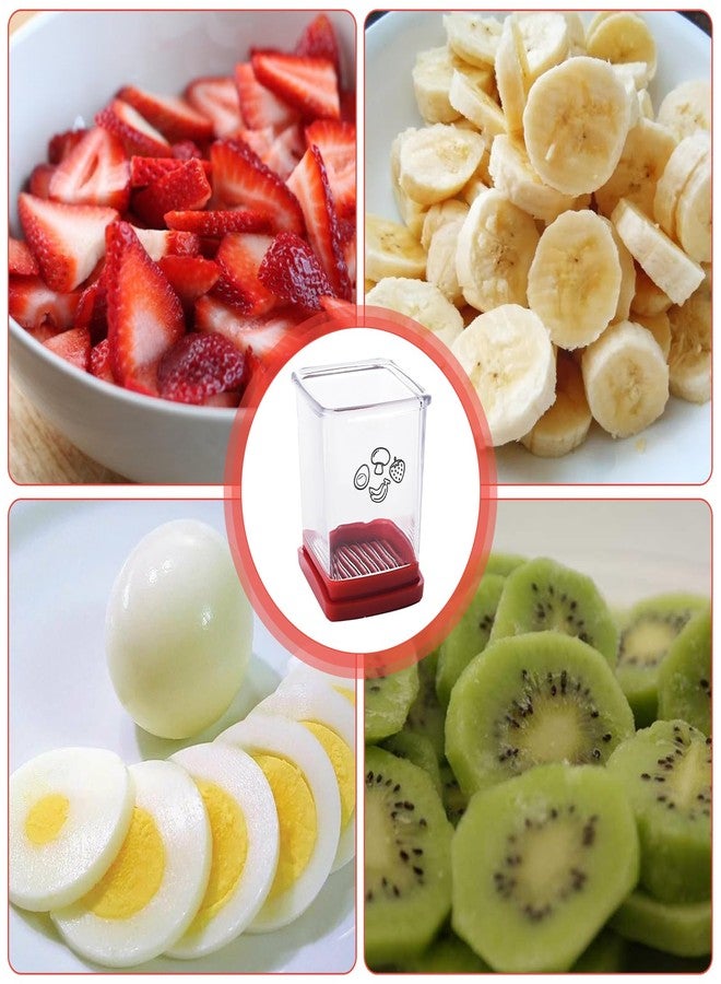 Wanheart 2-Pack Fruit & Egg Slicer Cup - Stainless Steel Dual Cup Cutter for Strawberry, Banana, Grape & Boiled Egg, Quick Food Prep Kitchen Gadget for Home Cooking (R - Image 5